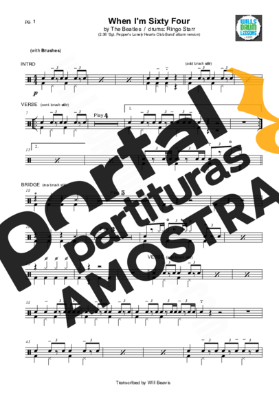 The Beatles When I´m Sixty Four partitura para Bateria