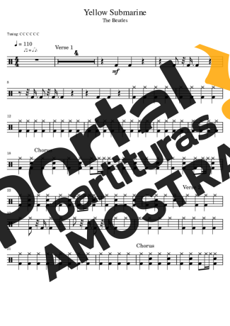 The Beatles Yellow Submarine partitura para Bateria