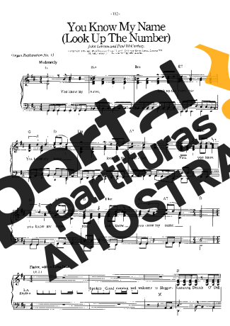 The Beatles You Know My Name (Look Up The Number) partitura para Piano