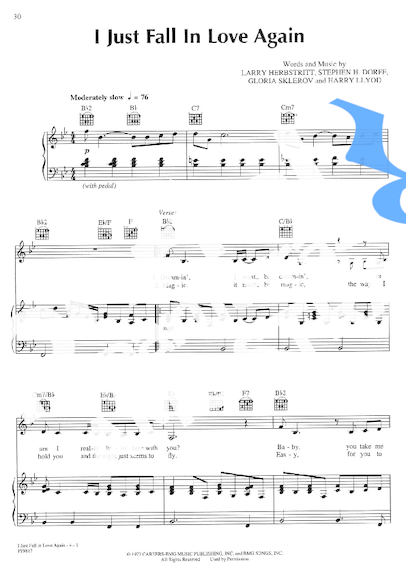 The Carpenters I Just Fall In Love Again partitura para Piano