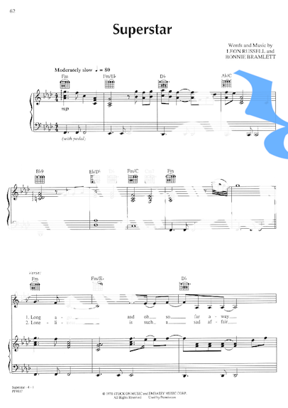 The Carpenters Superstar partitura para Piano