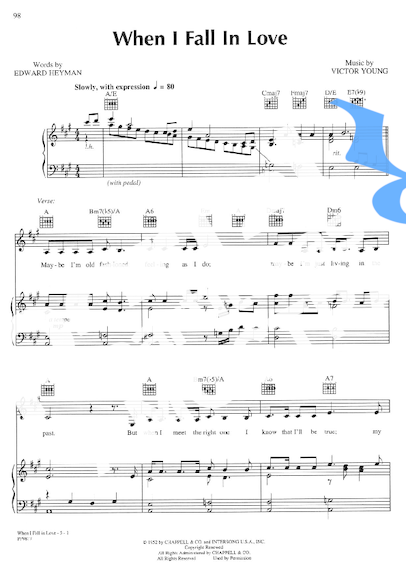 The Carpenters When I Fall In Love partitura para Piano