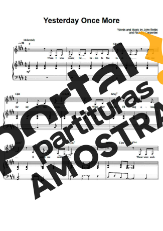 The Carpenters Yesterday Once More partitura para Piano