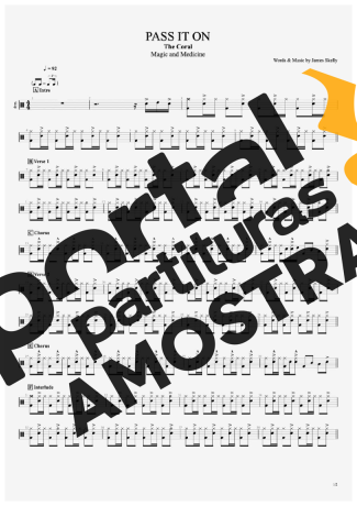 The Coral Pass It On partitura para Bateria