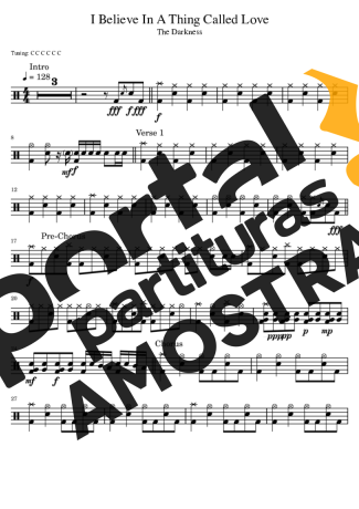 The Darkness I Believe In A Thing Called Love partitura para Bateria