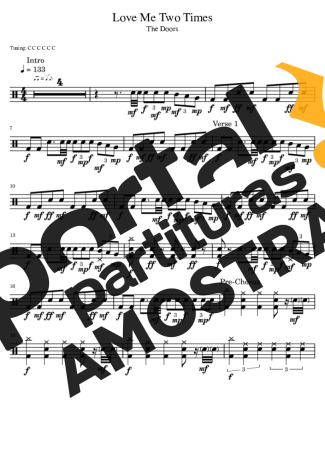 The Doors Love Me Two Times partitura para Bateria