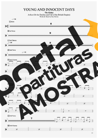 The Kinks Young And Innocent Days partitura para Bateria