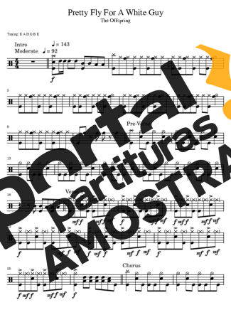 The Offspring Pretty Fly For A White Guy partitura para Bateria