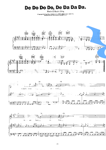The Police De Do Do Do, De Da Da Da partitura para Piano