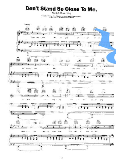 The Police Don´t Stand So Close To Me partitura para Piano
