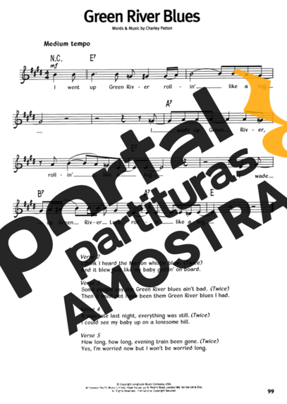 The Real Book Of Blues Green River Blues partitura para Teclado