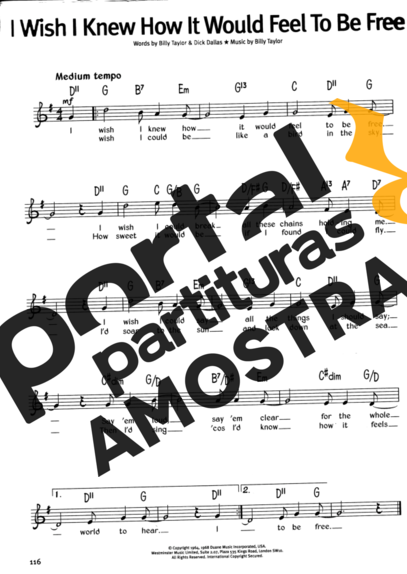 The Real Book Of Blues I Wish I Knew How It Would Feel To Be Free partitura para Teclado