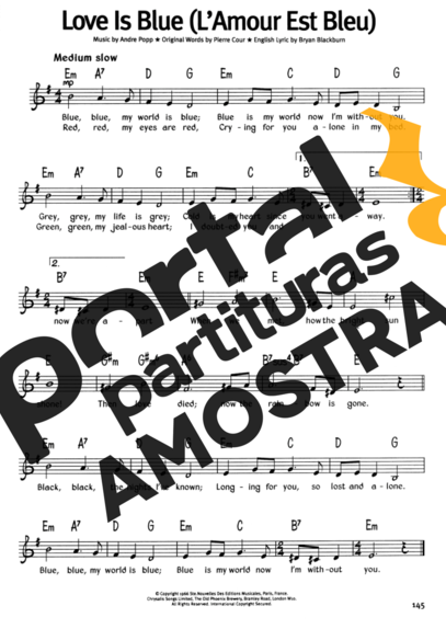 The Real Book Of Blues Love Is Blue (LAmour Est Bleu) partitura para Teclado