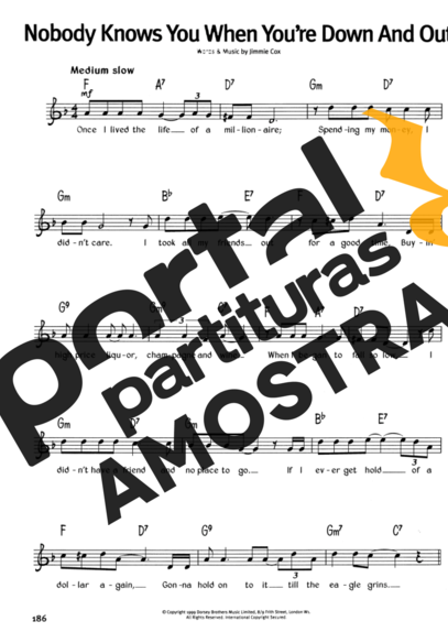 The Real Book Of Blues Nobody Knows You When You're Down And Out partitura para Gaita