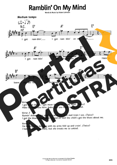 The Real Book Of Blues Ramblin On My Mind partitura para Teclado