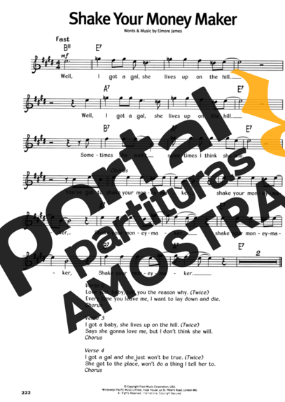 The Real Book Of Blues Shake Your Money Maker partitura para Teclado