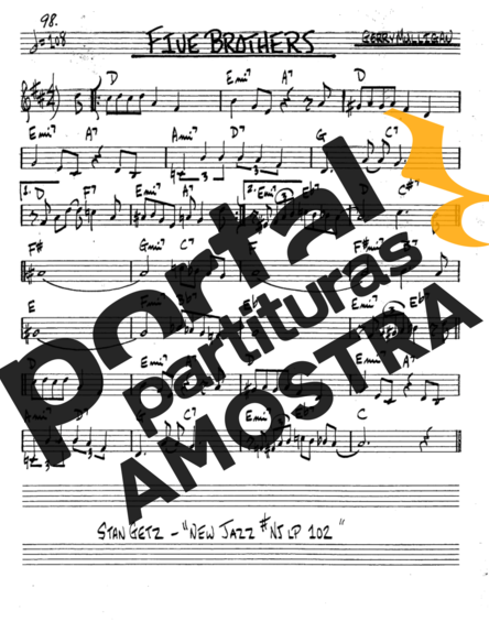 The Real Book of Jazz Five Borthers partitura para Saxofone Tenor Soprano (Bb)