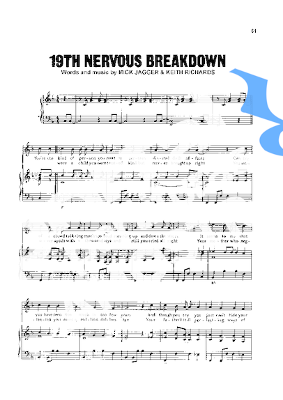 The Rolling Stones 19th Nervous Breakdown partitura para Piano