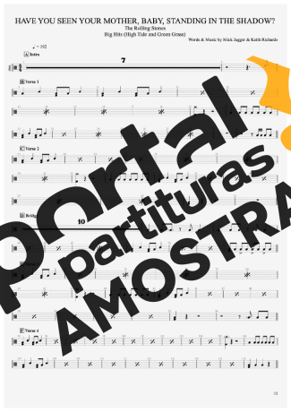 The Rolling Stones Have You Seen Your Mother, Baby, Standing In The Shadow partitura para Bateria