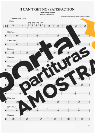 The Rolling Stones I Can´t Get No Satisfaction partitura para Bateria