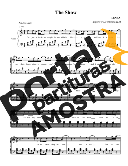 The Show The Show partitura para Piano
