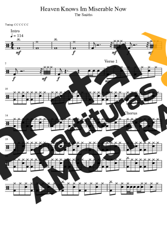 The Smiths Heaven Knows I´m Miserable Now partitura para Bateria