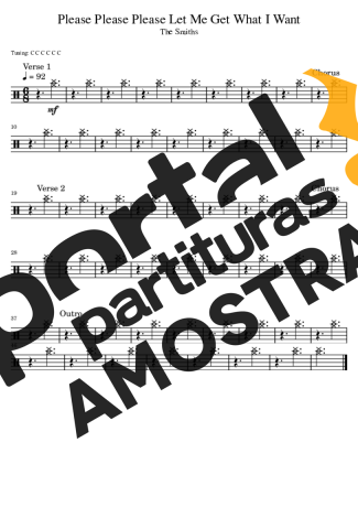 The Smiths Please Please Please Let Me Get What I Want partitura para Bateria