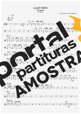 The Strokes Last Nite partitura para Bateria