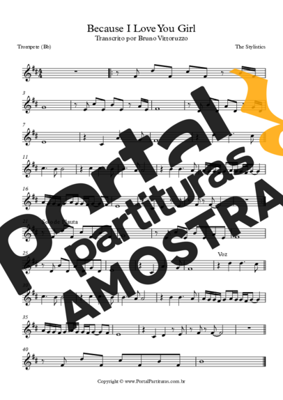 The Stylistics Because I Love You Girl partitura para Trompete