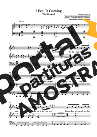 The Weeknd I Feel It Coming partitura para Piano