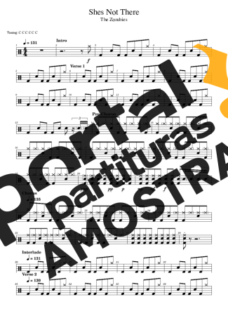 The Zombies She´s Not There partitura para Bateria