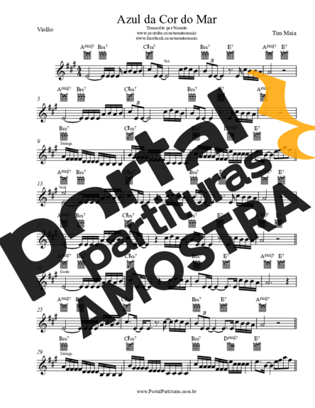 Tim Maia Azul Da Cor Do Mar partitura para Violão