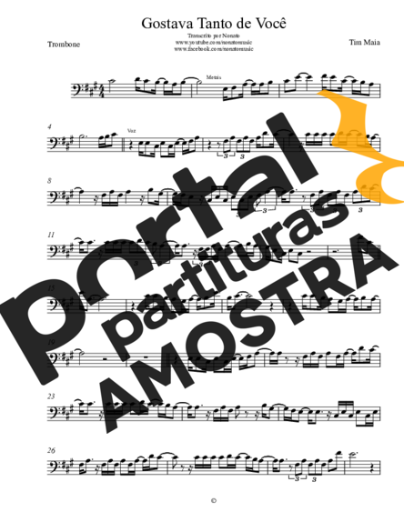 Tim Maia Gostava Tanto De Você partitura para Trombone
