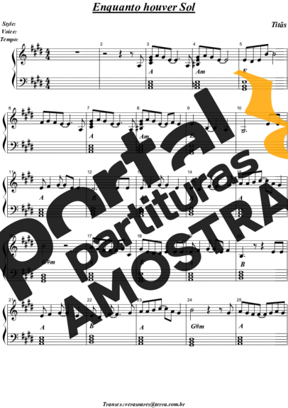 Titãs  partitura para Piano