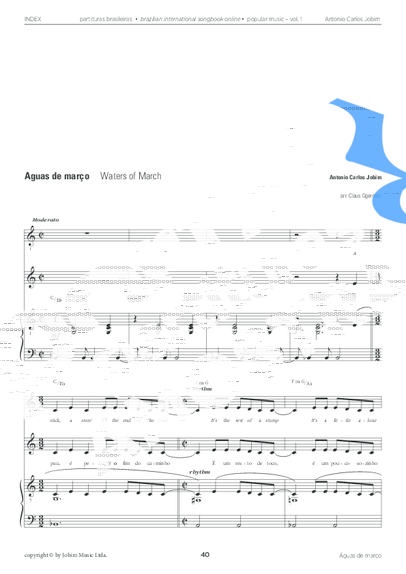 Tom Jobim Águas de Março partitura para Piano