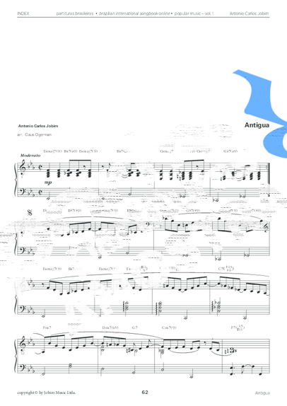 Tom Jobim Antigua partitura para Piano