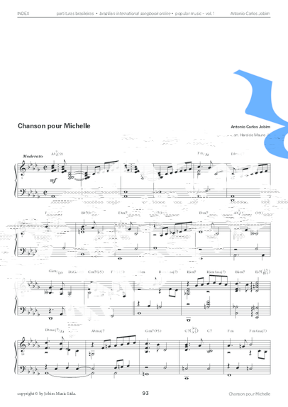 Tom Jobim Chanson Pour Michelle partitura para Piano