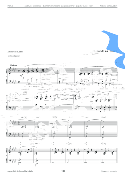 Tom Jobim Chovendo na Roseira partitura para Piano