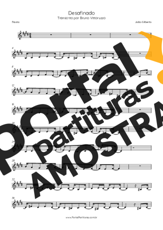 Tom Jobim Desafinado partitura para Flauta Transversal