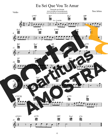 Tom Jobim Eu Sei Que Vou Te Amar partitura para Violão
