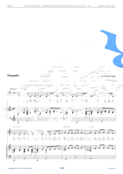 Tom Jobim Fotografia partitura para Piano