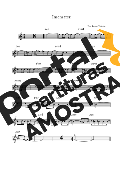 Tom Jobim Insensatez partitura para Saxofone Tenor Soprano (Bb)