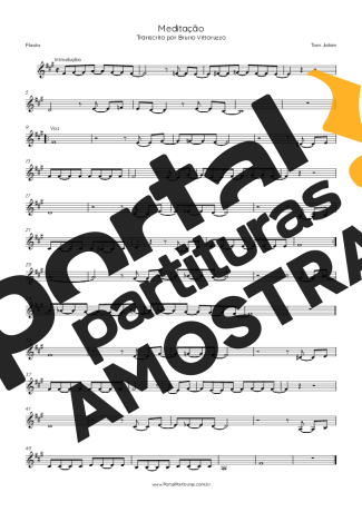Tom Jobim Meditação partitura para Flauta Transversal