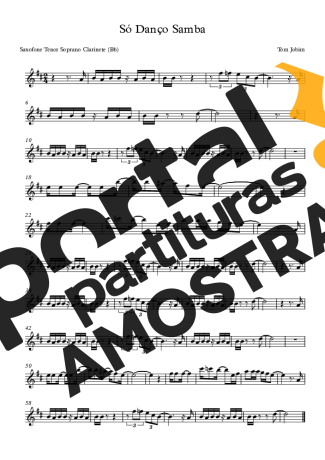 Tom Jobim Só Danço Samba partitura para Clarinete (Bb)