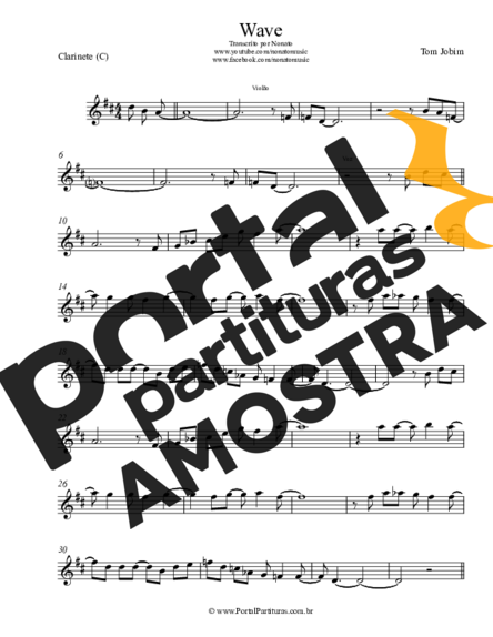 Tom Jobim  partitura para Clarinete (C)