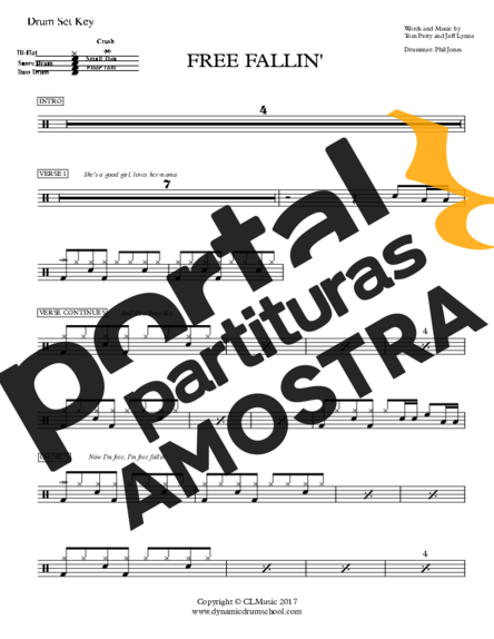 Tom Petty Free Fallin’ partitura para Bateria