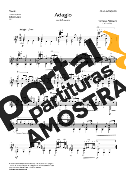 Tomaso Albinoni  partitura para Violão