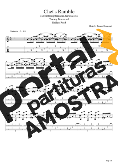 Tommy Emmanuel Chets Ramble partitura para Violão