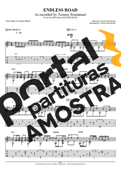 Tommy Emmanuel  partitura para Violão
