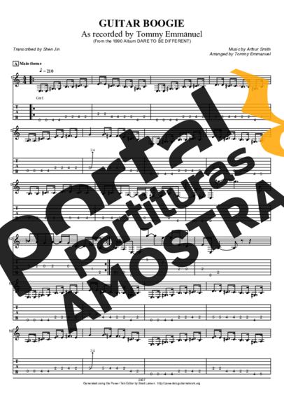 Tommy Emmanuel Guitar Boogie partitura para Violão